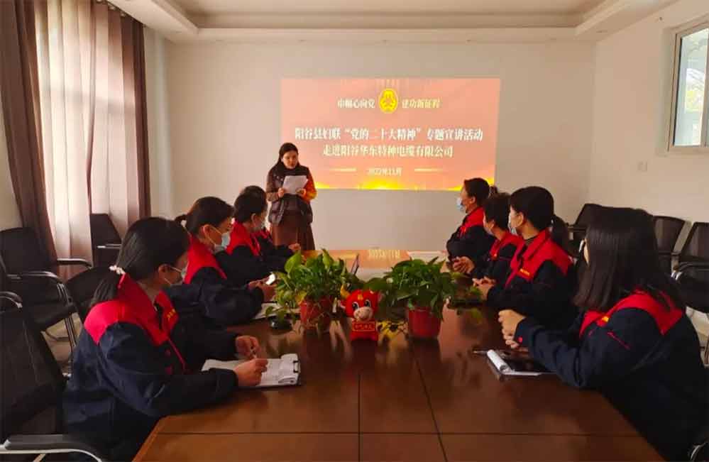 陽(yáng)谷華東特種電纜積極參與“巾幗心向黨 建功新征程”黨的二十大精神專(zhuān)題宣講活動(dòng)